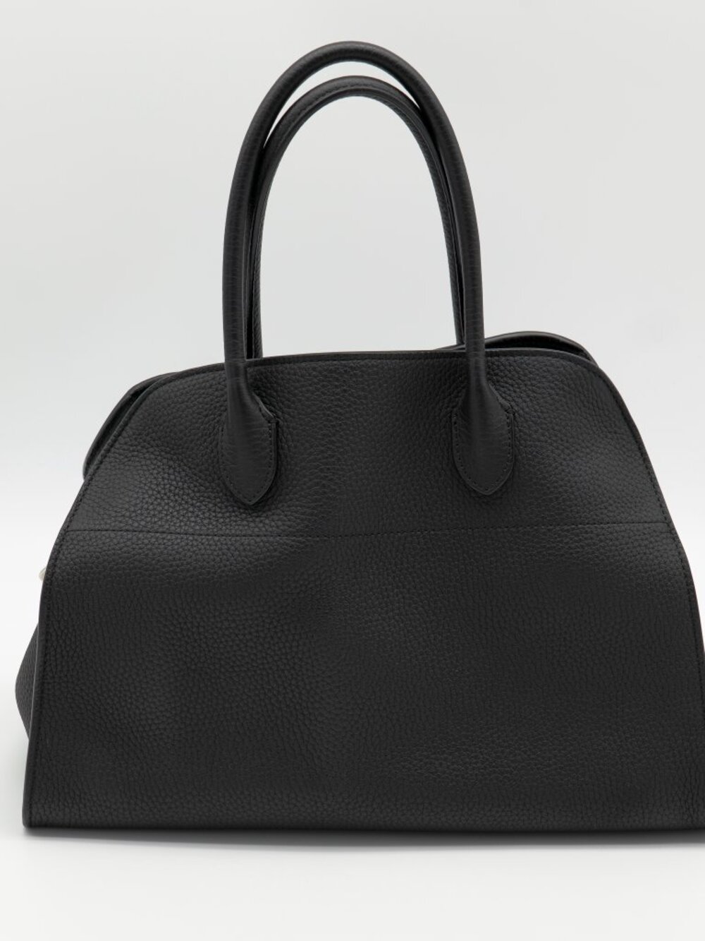 The Row Soft Margaux 12 Black Matte Grained Calfskin Palladium HW w/ COA